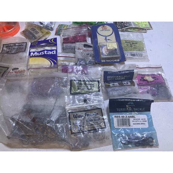 VTG HUGE Branded Fish Tackle Lot Lures Rampala NOS Hooks, Weights Leaders Flies - Picture 10 of 16